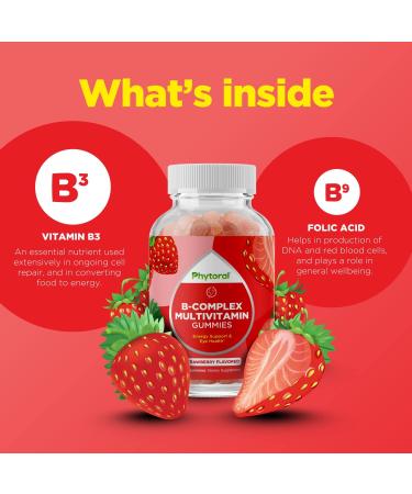 B Complex Gummy Vitamins for Energy Boost & Brain Focus - Vegan & Natural Energy Supplement for Adults & Kids - Buy Online on GoSupps.com