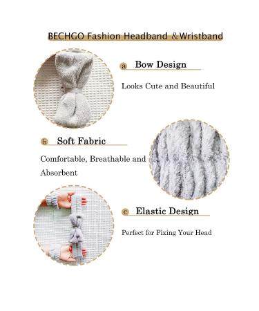 BECHGO 6 Pcs Face Wash Headband and Wristband Set - Spa Headband for Washing Face - Soft Microfiber Makeup Headband - Skincare Headbands for Shower, Mask, Yoga (Grey/Purple) - Buy Online on GoSupps.com