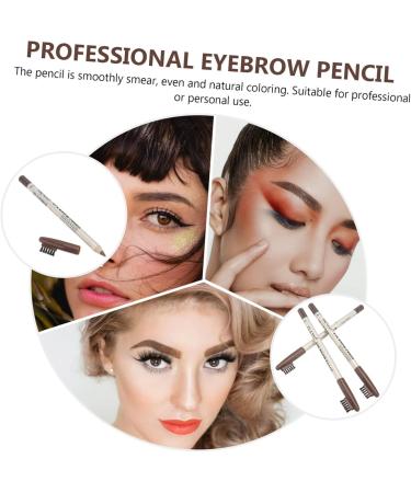 CANIGHT 12pcs Cosmetic Supplies Brow Pencil Brush Coffee Eyebrow Pencil Powder Wood - Buy Online on GoSupps.com