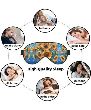 Unisex Sunflower Oil Painting Sleep Mask - Double-Sided Eye Mask for Sound Sleep & Skin Care - Buy Online on GoSupps.com