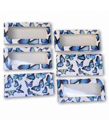 Wholesale 20 pcs Electric Blue Butterfly Eyelash Packaging Boxes | Plastic Trays for 25mm Strip Mink False Eyelashes - Buy Online on GoSupps.com