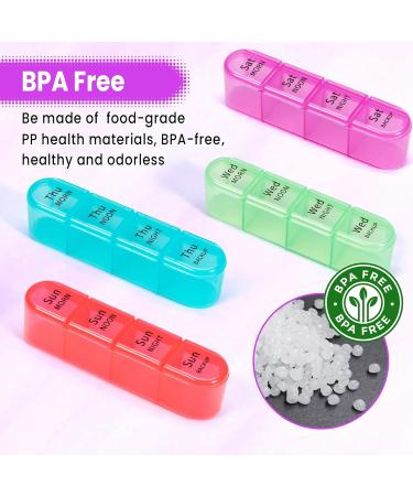 Pill Box 4 Times a Day 7 Days Pill Organiser Box with 28 Compartments Weekly Pill Case for Morning Noon Evening and Bed Time (Purple) - Buy Online on GoSupps.com