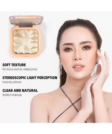 YANYE Highlighter Makeup Palette - Long Lasting Facial Shimmer Powder with Mirror in Nude Pink | Includes Brush for Face Highlighting - Buy Online on GoSupps.com