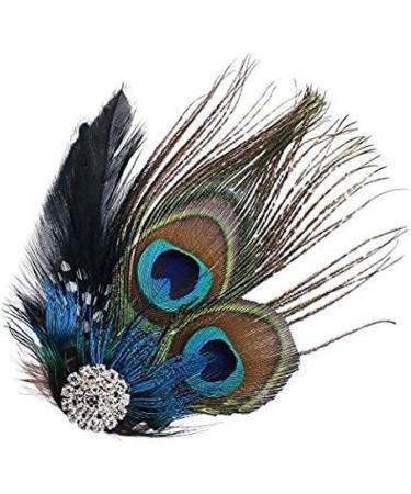 Feather Peacock Hair Clip Natural Feather Fascinator Barrette with Sparking Rhinestone 111 - Buy Online on GoSupps.com