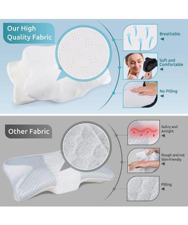 DONAMA Cervical Pillow - Memory Foam Orthopedic Neck Support for Pain Relief | Ergonomic Contour Pillow for Side, Back, Stomach Sleepers - Breathable Pillowcase - Pure White - Buy Online on GoSupps.com