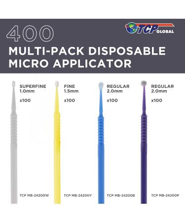 TCP Global 400 Eyelash Extension Micro Brushes - Superfine to Medium Disposable Applicators for Makeup & Paint Touch-Ups | International Shipping - Buy Online on GoSupps.com