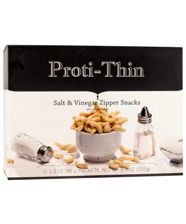 Proti-Thin High Protein Salt & Vinegar Zipper Snacks 15g Protein Low Calorie Low Fat Low Sugar Gluten Free Aspartame Free Ideal Protein Compatible Crunchy Diet Snack 7 Count Box