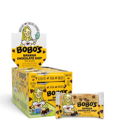 Gluten-Free Oat Bars - Bobo's Banana Chocolate Chip, Vegan, 12 Pack | Whole Grain Snack Made in USA - Buy Online on GoSupps.com