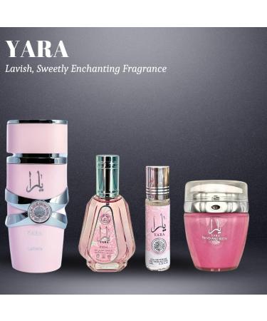 LATTAFA YARA Eau De Parfum Spray 100ML EDP 50ML Hand & Body Lotion 45ML & Roll-on Perfume Oil 10ML - For Women (CHIC COLLECTION) - Buy Online on GoSupps.com