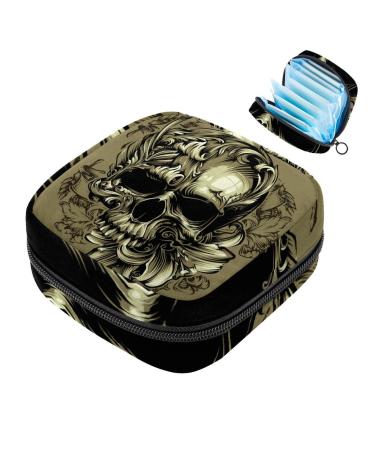 Women's binding bags flowering skull flower women bandage bags tampon storage bag zip pockets menstrual tapes bag multi08