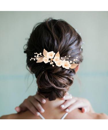 LIFKOME Bride Hairpin Wedding Hair Accessory Simulation Pearl Floral Hair Comb Decor - Buy Online on GoSupps.com