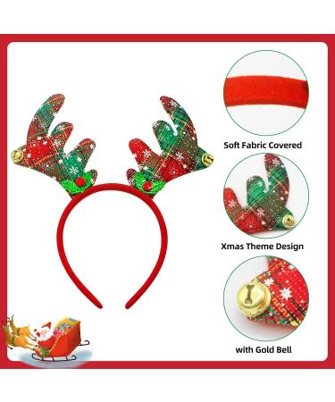 Christmas Headbands 5PCS for Kids & Adults - Holiday Party Costume Accessories with Reindeer Antlers, Santa Hat, Snowman & Tree Design - Festive Photo Booth Prop - Buy Online on GoSupps.com