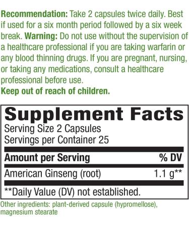 Nature's Way American Ginseng 1100mg 50 Vcaps - Premium Herbal Supplement - Buy Online on GoSupps.com