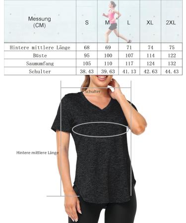 Deaviya Women's Sport T-Shirt - V-Neck Fitness Shirt for Gym Yoga & Workout - Black & Gray XL - Buy Online on GoSupps.com