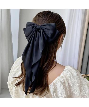 2Pcs Women Faux Satin Bowknot Hair Clip Back Head Hairpin with Spring Metal Clip Ribbon Bow Hair Pin Headwear - Buy Online on GoSupps.com