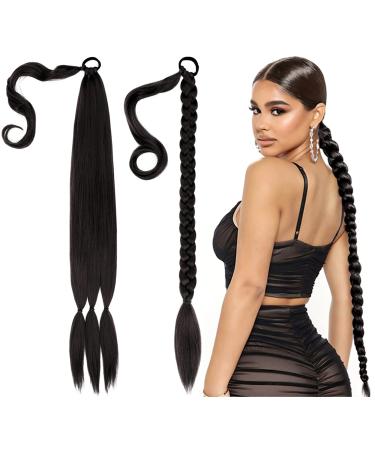 Braids Synthetic Hair Texture Hair Extensions Dark Brown Long Ponytail Braids Pre-stretched Braiding Hair Extensions for Crochet Twist Braiding Hair