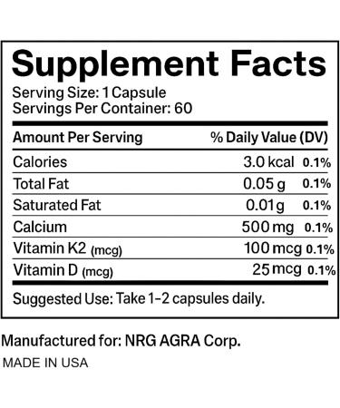 VitaBone Plant-Based Calcium with Vitamin D3 & K2 Supports Strong Bones & Mobility Vegan Non-GMO Gluten-Free Supplement 60 Capsules - Buy Online on GoSupps.com
