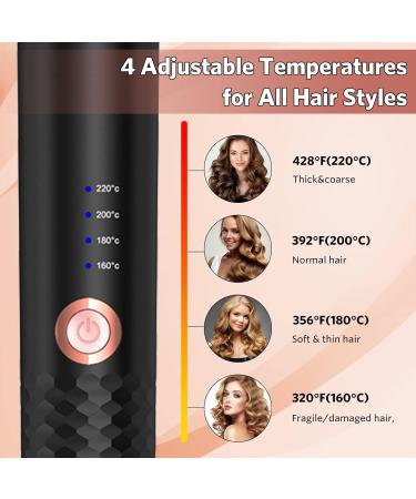 Automatic Hair Curler | 1 Curling Iron with Large Slot Auto Rotating 4 Temps & 3 Timer Settings | Dual Voltage & Auto Shut-off for Perfect Curls - Black - Buy Online on GoSupps.com