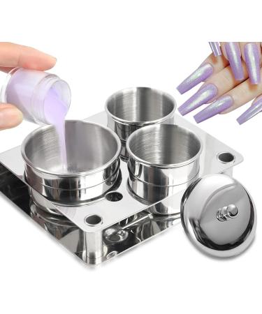 Acrylic Powder Holder | Nail Powder Holder Container with Lids Nail Powder Holder Container Acrylic Liquid Cup Stainless Steel Acrylic Nail Art Equipment for DIY Nail Design Holdes - Buy Online on GoSupps.com
