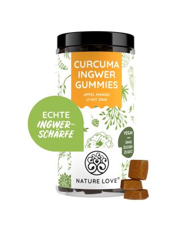Nature love curcuma ginger rubber with zinc - 90 pieces - without added sugar 93.5% fruit content - Alternative to turmeric (turmeric) capsules golden milk and gingershots - vegan and laboratory test - Buy Online on GoSupps.com