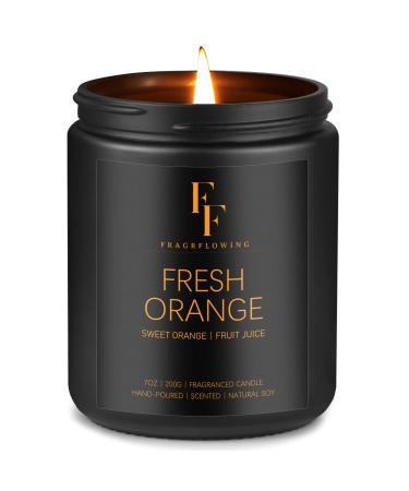Fresh Orange Scented Candles Aromatherapy Candle Natural Soy Wax Candles for Home Scented Black Jar
