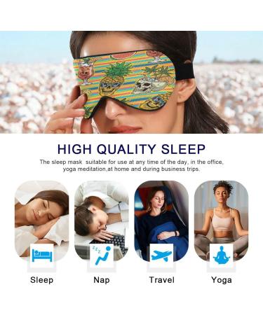 Sleep Mask Light Blocking Tropical Pineapple Skull - Soft Adjustable Eye Cover for Men & Women | Travel & Naps - Buy Online on GoSupps.com