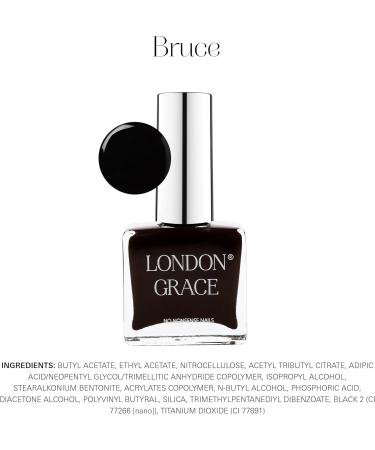 London Grace Nail Polish | Bruce 12ml | Black Long Lasting Vegan Eco-conscious Varnish | Quick Dry Chip-Resistant & No Nasties Formula - Buy Online on GoSupps.com