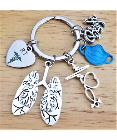 RT Respiratory Therapist Keychain | Perfect Respiratory Therapy Gift for Lung Specialists | EKG ECG Heartbeat Stethoscope Charm - Buy Online on GoSupps.com