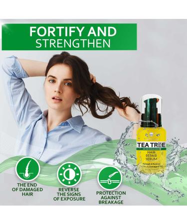 Tea Tree Oil Hair Serum Spray - Moisturizing Treatment for Dandruff, Dry & Itchy Scalp - Repair & Styling for Women and Men - with Anti-Frizz Keratin - Buy Online on GoSupps.com