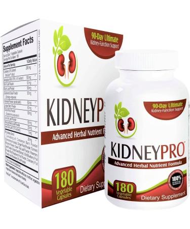 Kidney-Pro (3-Month Supply) with 21 Kidney Health Supplements in 1 Formula Including Cranberry Extract - Total Kidney Support Supplement - Kidney Cleanse Detox - 180 Veggie Capsules