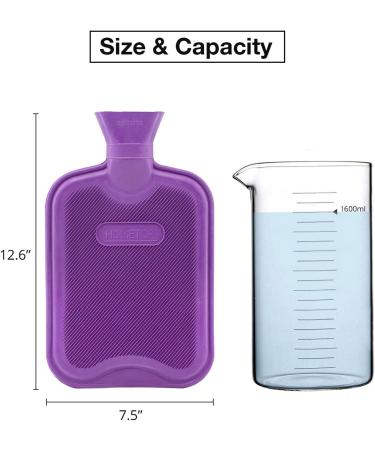 HomeTop Premium 2L Rubber Hot Water Bottle with Cute Knit Cover - Purple | 67.63 fl oz - Buy Online on GoSupps.com