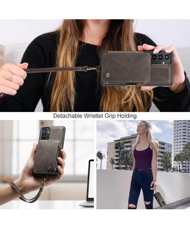 Buy Soonic Leather Cover for Samsung Galaxy A34 5G - Magnetic Zippered Protective Wallet Case with Coin Compartment (Brown) - Buy Online on GoSupps.com