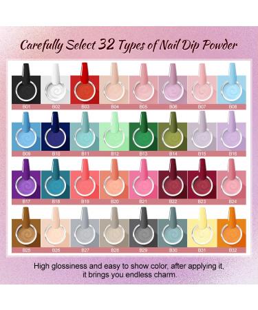 32 Color Dip Nail Powder Starter Kit - 36 Bottles for DIY French Nail Art - Includes Base Top Coat & Activator - Perfect for Salon & Home Use - Buy Online on GoSupps.com