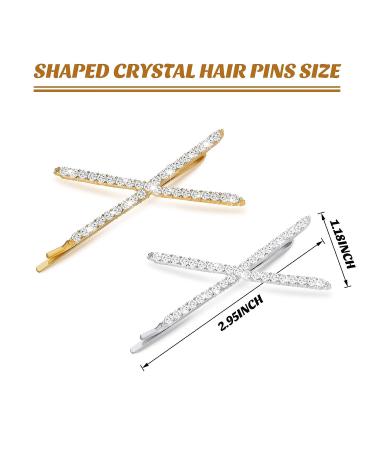 4-Piece X-Shaped Crystal Rhinestone Hair Pins Set for Women - Stylish Hair Clips and Barrettes for Girls - 2 Styles Available - Buy Online on GoSupps.com