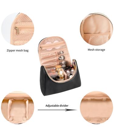 Ethereal Travel Makeup Bag - Large Capacity Vegan Leather Cosmetic Organizer in Black - Waterproof Toiletry Bag for Women - Small Size (1 Pack) - Buy Online on GoSupps.com