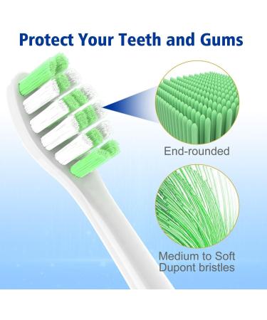 Philips Sonicare Toothbrush Replacement Heads - 10 Pack OralClass Medium Soft Brush Head Refills - Compatible with C2 4100 5100 hx6250 G2 & 3 Series - Bright Green - Buy Online on GoSupps.com