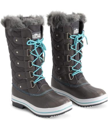 Polar Women's Nylon Tall Winter Snow Boot, Size 6, Gray/Blue - Waterproof & Insulated - Buy Online on GoSupps.com
