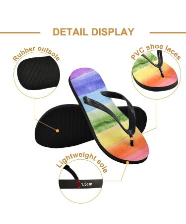 Mnsruu Water-Colored Rainbow Flip-Flops | Multi-Colored Sandals for Men & Women | Ideal for Hotel Spa Bedroom & Travel - Buy Online on GoSupps.com