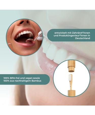 Bambuna Bamboo Toothbrush Set - 4-Part with Travel Case & Mint Tooth Silk | Medium-Soft Bristles | Vegan Dental Floss | Eco-Friendly & Made in Germany - Buy Online on GoSupps.com