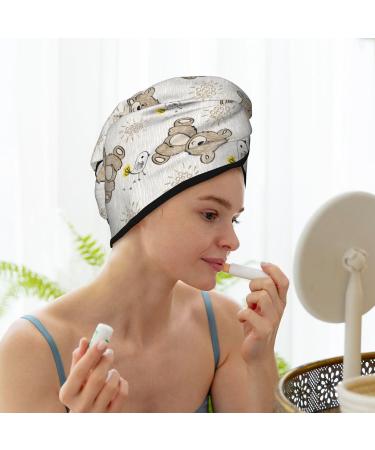 Bear Dolls Beige Microfiber Hair Towel - Super Absorbent Quick Dry Turbans for Curly & Thick Hair | Ideal Hair Wrap Cap for Women Girls & Kids - Buy Online on GoSupps.com