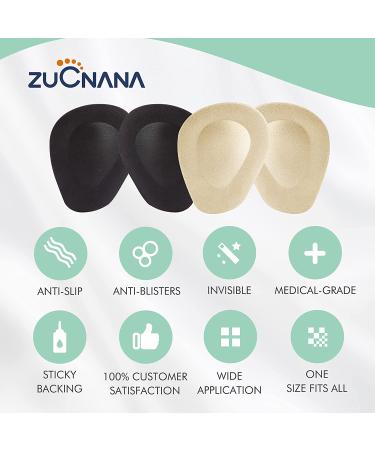 Metatarsal Pads for Women - Reusable Ball of Foot Cushions for High Heels - Gel Inserts for Foot Pain Relief - Anti-Slip One Size - Beige/Black/Clear (12 Pieces) - Buy Online on GoSupps.com