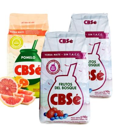 CBS Yerba Mat Fruits de la For t 2x0.5 kg + CBS Yerba Mat Pamplemousse 0.5 kg |Th mat d'Argentine | Boisson revigorante et nergisante