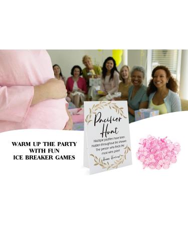 Baby Pacifier Hunt Game Set - 8 Signs, 50 Mini Acrylic Pacifiers - Gender Reveal & Baby Shower Activities - Gender Neutral BPH06 - Buy Online on GoSupps.com