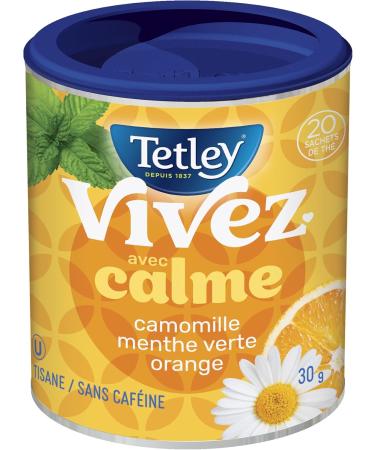 Tetley Live Calm Herbal Tea - 20 Tea Bags 30 Grams Naturally Caffeine Free Camomile Spearmint & Orange - Buy Online on GoSupps.com