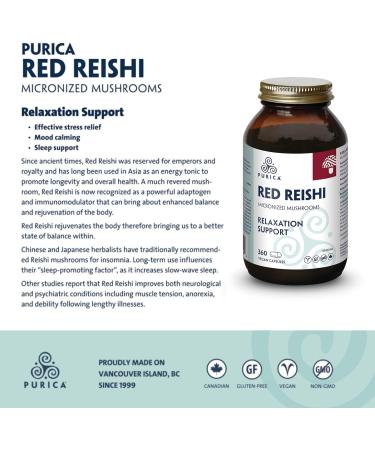PURICA - Red Reishi - Micronized Mushrooms - Relaxation Support (360 Count (Pack of 1)) - Buy Online on GoSupps.com