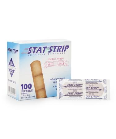 STAT Strip Adhesive Bandages 100 Flexible Latex Free 1x3 inch