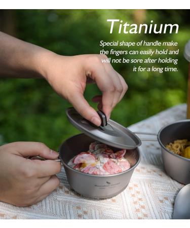 Boundless Voyage Titanium Camping Bowl Cup Set with Handle Lid - 350ml/520ml - Outdoor Hiking Portable Mug Tableware - 2 Pcs (350ml+520ml) - Buy Online on GoSupps.com