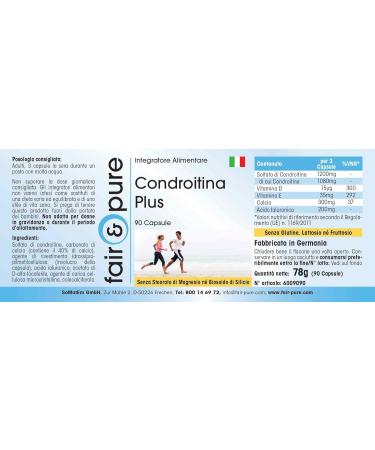 Fair & Pure Chondroitin Plus - Hyaluronic Acid Calcium Vitamin D & E - Non-GMO 90 Capsules - Premium Joint Support Supplement - Buy Online on GoSupps.com