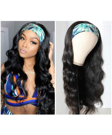 Headband Wigs for Black Women Body Wave Headband Wig Human Hair Wigs Brazilian Virgin Hair Wear and Go Glueless Human Hair Wigs 150% Density (18 Headband wigs) 18 Inch (Pack of 1)