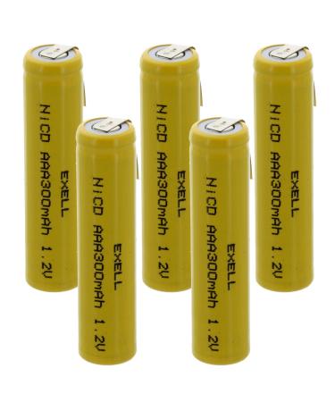 5x Exell AAA 1.2V 300mAh NiCD Rechargeable Batteries with Tabs for meters radios hybrid automobiles high power static applications (Telecoms UPS and Smart grid) radio controlled devices